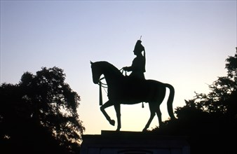Equestrian statue, king, maharaja, Man Singh II, Jaipur, India. Man singh II was the last maharaja
