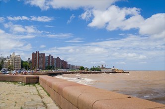 MONTEVIDEO, URUGUAY, Dezember 29, 2023: Rambla de Montevideo, traditional sidewalk of the Uruguayan