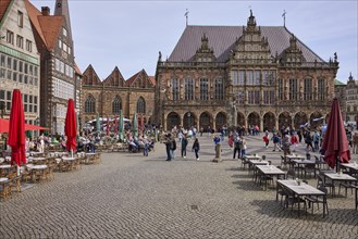 UNESCO World Heritage Site Bremen Town Hall and outdoor areas of catering establishments on the