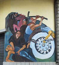 Political murals in Orgosolo, Nuoro province, Sardinia, Italy, South Europe, Europe