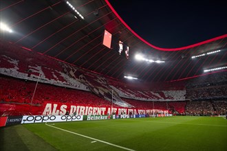 Interior view Allianz Arena, choreography in honour of Franz Beckenbauer, FC Bayern Munich FCB,