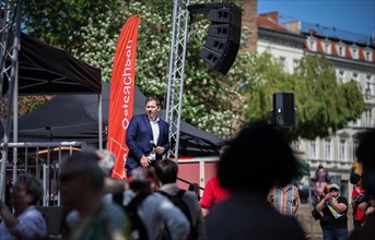 Lars Klingbeil, SPD party chairman, during his visit to the DGB rally in Goerlitz, 1 May 2024