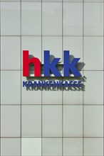 Logo of the Hanseatische Krankenkasse, hkk on the building of the head office in Bremen, Hanseatic