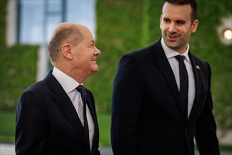 (L-R) Olaf Scholz, Federal Chancellor, and Milojko Spajic, Prime Minister of Montenegro, pictured