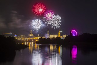 Fireworks for the carnival in Dresden, Dresden, Saxony, Germany, Europe