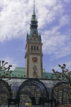 Hamburg Town Hall and Town Hall Market, Hamburg, Germany, Europe, Historic town hall building with