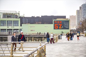 Pier 57, a food hall and cultural centre in the Hudson River, Manhattan, New York City