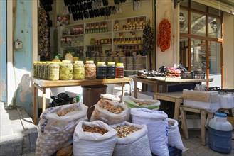 Dried fruits shops in the bazaar, Mardin, Turkey, Asia