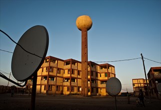 Contemporary architecture at Semera, Ethiopia. Apartment buildings in the Afar state capital