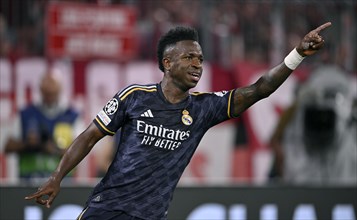 Goal celebration, cheering, Vinicius Junior Real Madrid (07) gesture, gesture, Champions League,