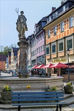 Neptune Fountain, Kaufbeuern, Allgaeu, Swabia, Bavaria, Germany, Europe