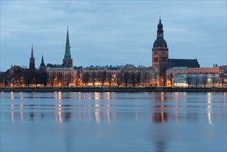 St James' Cathedral and Riga Cathedral, Daugava River, Riga, Latvia, Europe