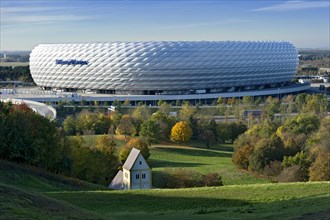 Allianz Arena, football stadium of FC Bayern Munich, copy of the Romanesque pilgrimage church of