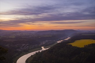 Sunrise on the Lilienstein. The Lilienstein is the most striking and best-known rock in the Elbe