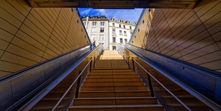 Stairway from the S-Bahn to the market, Leipzig, Saxony-Germany