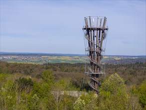 Schoenbuchturm, observation tower in Schoenbuch Nature Park, aerial view, Herrenberg,