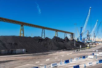 View of unloaded coal in the harbour of Tarragona, Spain, Europe