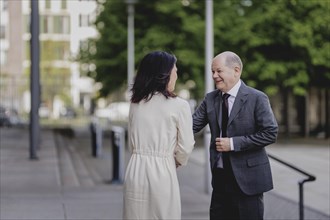 (L-R) Annalena Baerbock (Alliance 90/The Greens), Federal Foreign Minister, and Olaf Scholz (SPD),