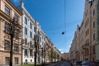 Art Nouveau building on Alberta iela, north-east of Kronwald Park, UNESCO World Heritage Site,