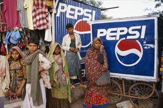 Garasia tribe teenagers, advertisement for Pepsi Cola, rajasthan, India, Asia