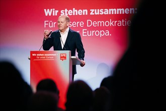 Federal Chancellor Olaf Scholz, recorded at the Social Democratic Congress of the SPD and PES with