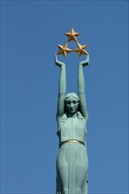 Freedom Monument, erected in 1935 at the time of Latvia's first independence, female Statue of