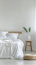 Modern minimalist style bedroom. AI generated