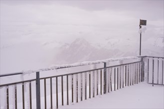Panorama from the summit station of the Nebelhorn, 2224m, to Hoefats, 2259m, Allgaeu Alps, Allgaeu,