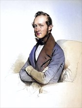 Dr Arnold Loewe, physician in Vienna, around 1840, Historical, digitally restored reproduction from