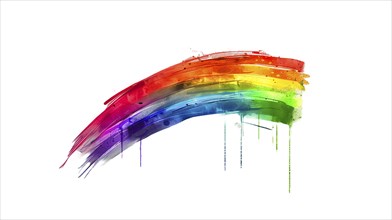 Watercolor painting with brush strokes in the colors of the LGBT rainbow spectrum, AI generated