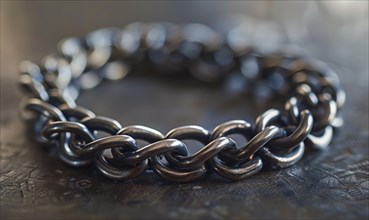 A chainmail bracelet crafted from interlocking metal rings AI generated