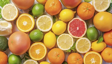 Many ripe different citrus fruits AI generated, AI generated