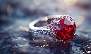 A ring adorned with a brilliant ruby gemstone AI generated