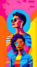 AI generated illustration of diverse individuals from the lgbt community in solidarity in pop art