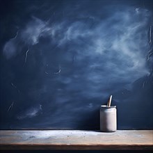 Marble textured blue chalkboard as illustration background, AI generated