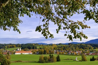 Steingaden Monastery, from the Panorama Trail, Upper Bavaria. Bavaria, Germany, Europe