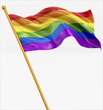 Isolated image of a waving LGBT rainbow flag, AI generated