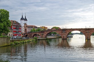 Heidelberg City Gate and Old Bridge on the Neckar River, Old Town of Heidelberg,