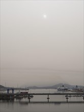 Sahara dust, Olbia harbour, Olbia, Sardinia, Italy, Europe