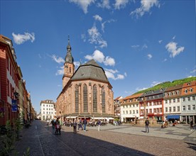 Church of the Holy Spirit on the market square, Old Town of Heidelberg, Baden-Wuerttemberg,