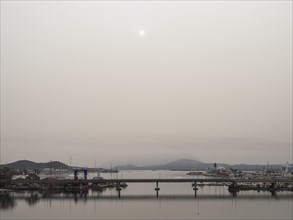 Sahara dust, Olbia harbour, Olbia, Sardinia, Italy, Europe