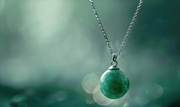 A necklace featuring a lustrous jade gemstone pendant AI generated