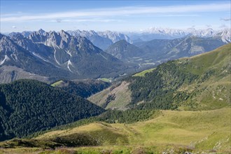 Mountain panorama, view from the Carnic main ridge, view of the mountain peaks of Cresta Righile