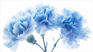 Bright blue carnation flowers grouped together to form an elegant bouquet