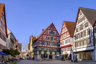 Half-timbered houses, old town, market square, Riedlingen, Swabian Alb, Upper Danube, Upper Swabia,