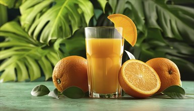 Orange juice in a glass AI generated, AI generated