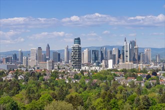 Clouds drift over the Frankfurt banking skyline from the Goetheturm, Goetheturm, Frankfurt am Main,