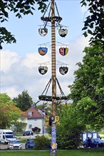 The maypole at Ottobeuren Monastery, Allgaeu, Swabia, Bavaria, Germany, Europe