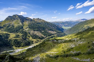 View of the Dorfertal valley, Carnic High Trail, Carnic main ridge, Carnic Alps, Carinthia,