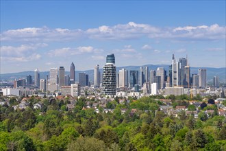 Clouds drift over the Frankfurt banking skyline from the Goetheturm, Goetheturm, Frankfurt am Main,